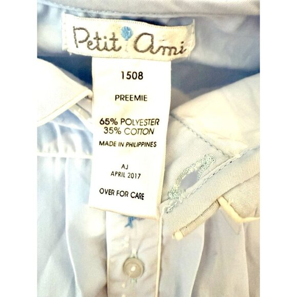 NEW Petit Ami Blue Smocked Gown Preemie Airplanes Embroidered - Picture 3 of 6
